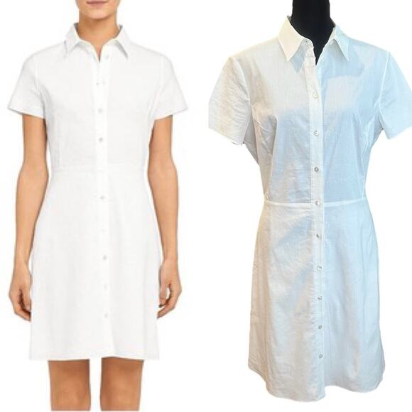 Theory White Linen Shirt Dress Button Minimalist Soft Girl Business Casual 10 - Picture 1 of 12